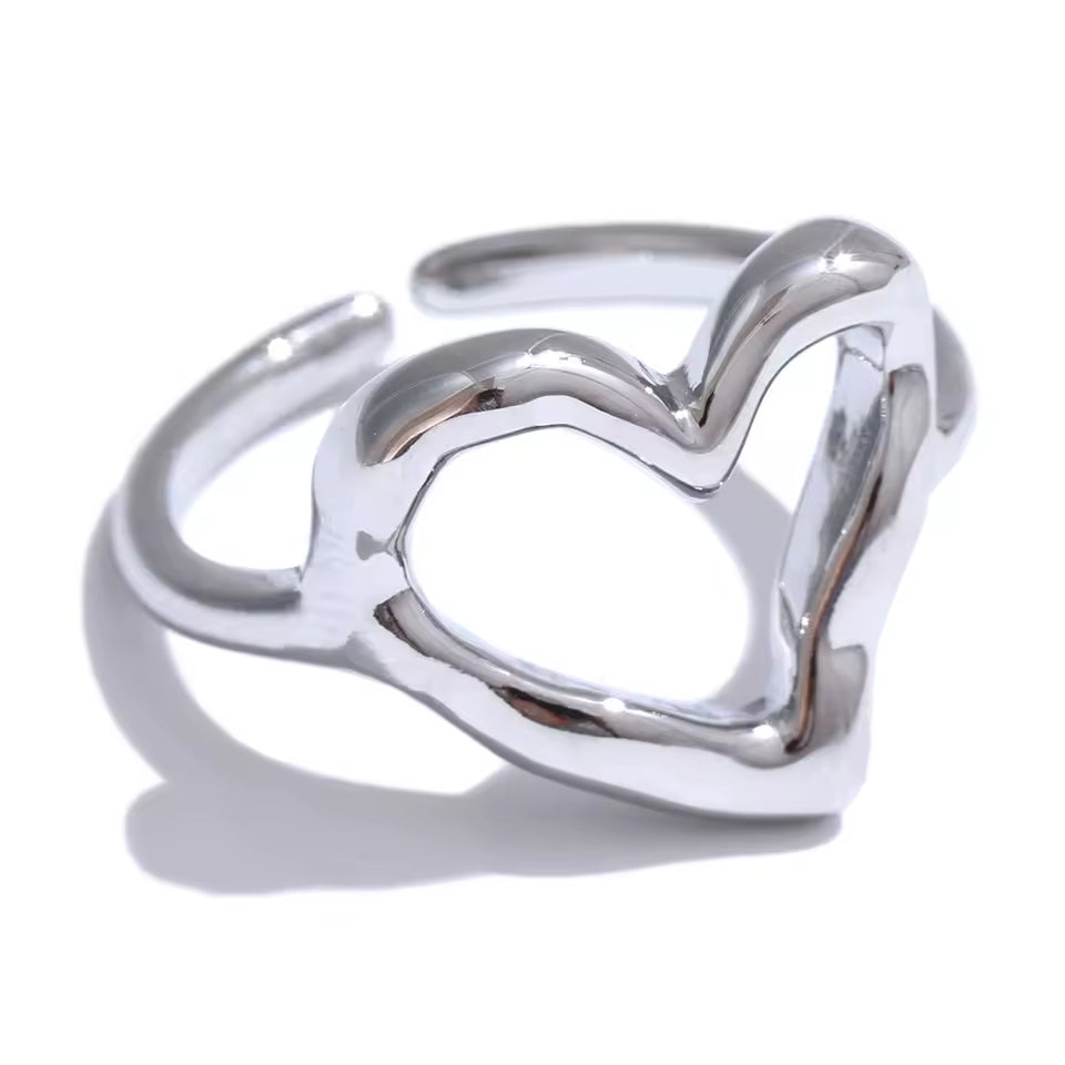 Adjustable Minimalist Hollow Heart Ring