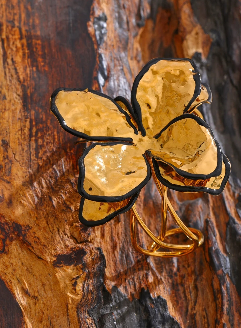 Gold Large Flower Bangle