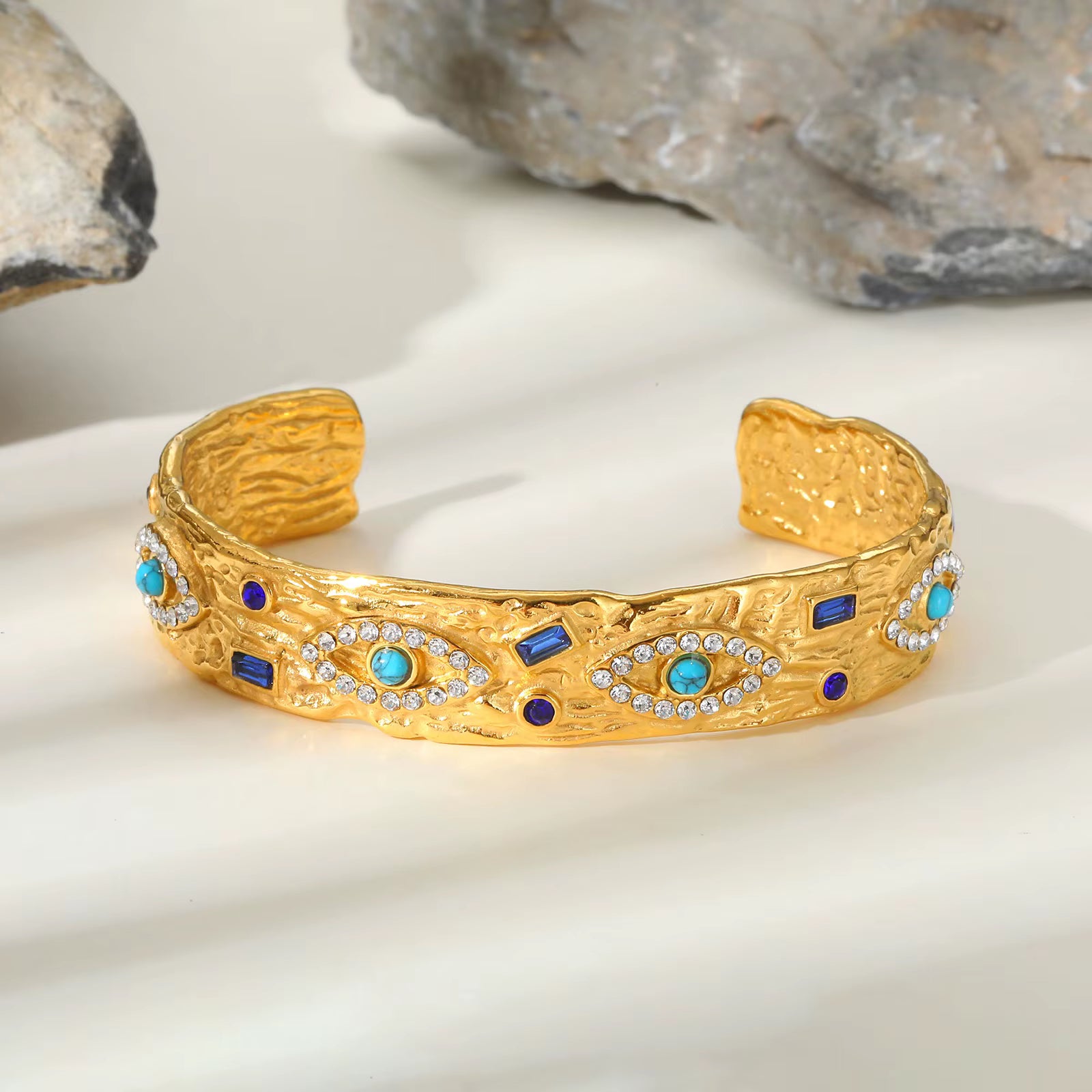 Zircon Turquoise Eye Cuff Bracelet