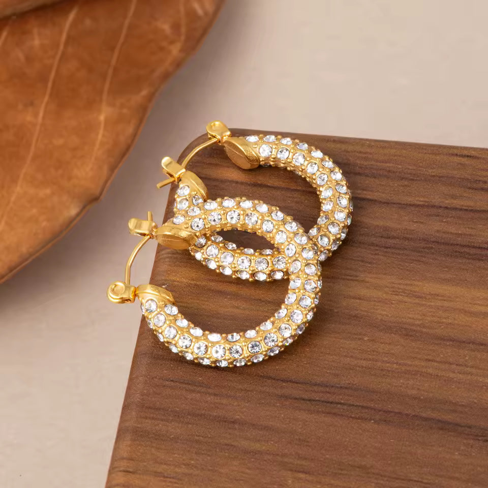 Cubic Zirconia French Classic Hoop Earrings