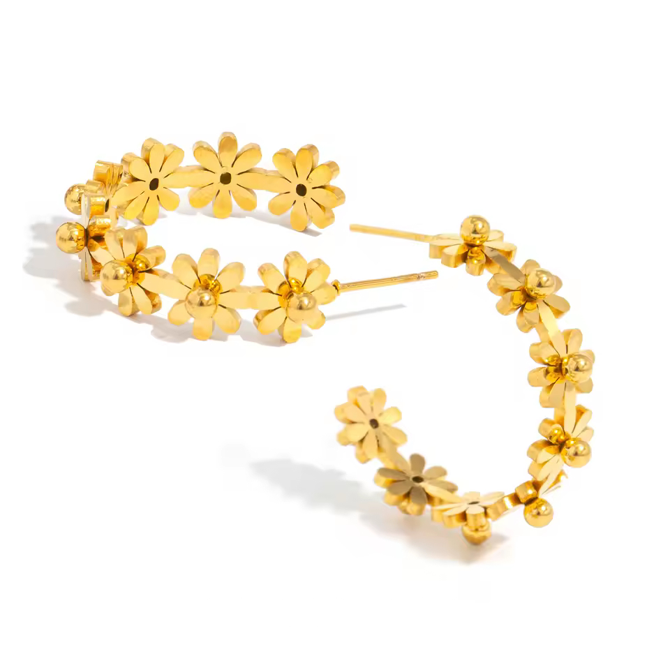 Daisy Flower Hoop Earrings