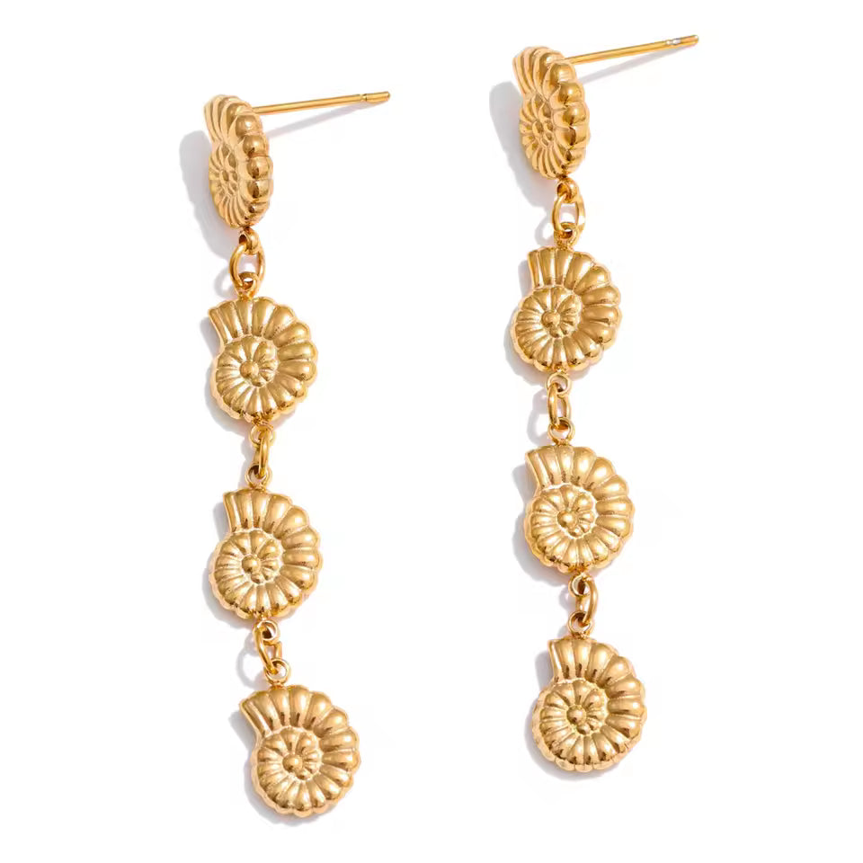 Linked Multiple Conch Dangle Earrings