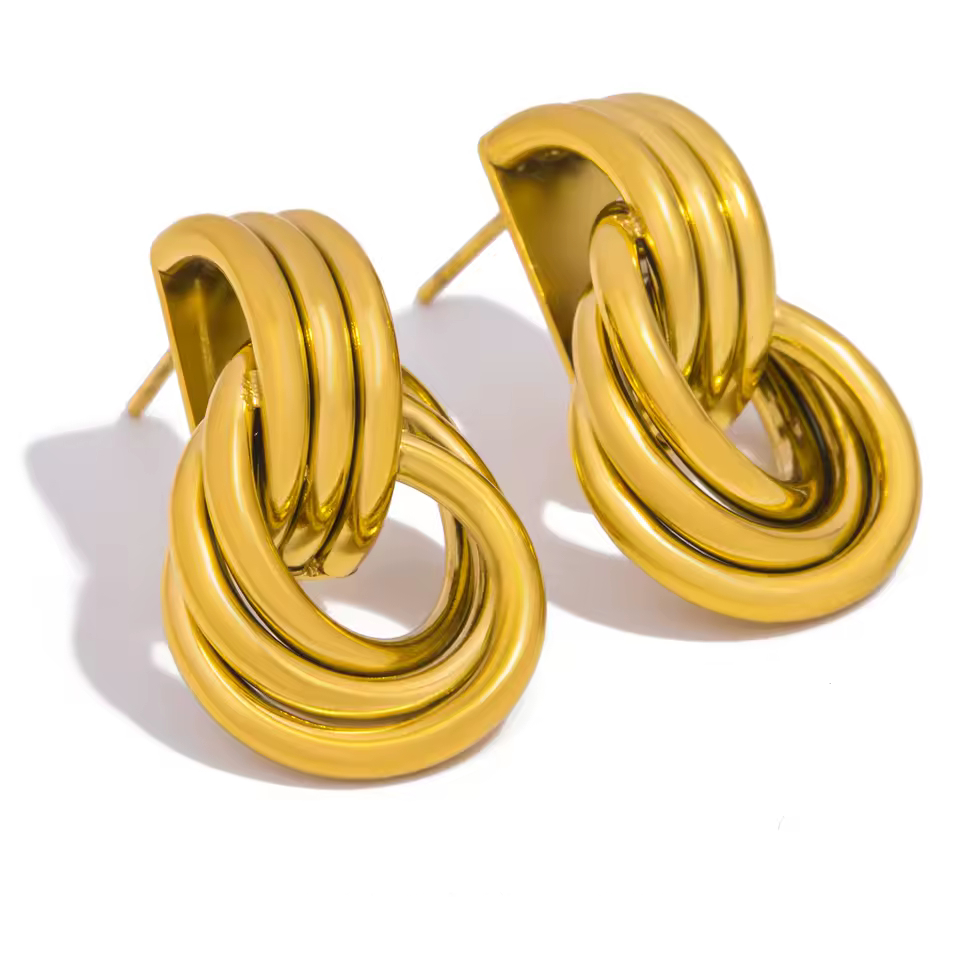 Geometric Round Long Knot Drop Earring