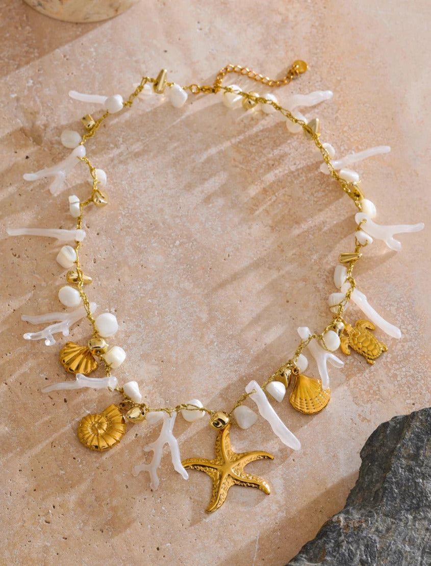 Golden Ocean Charm Necklace