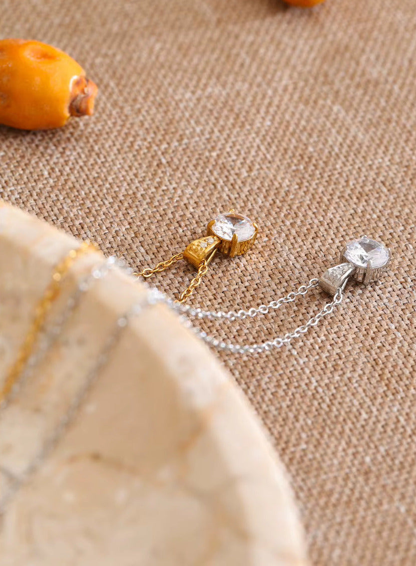 Square Cubic Zirconia Pendant Necklace