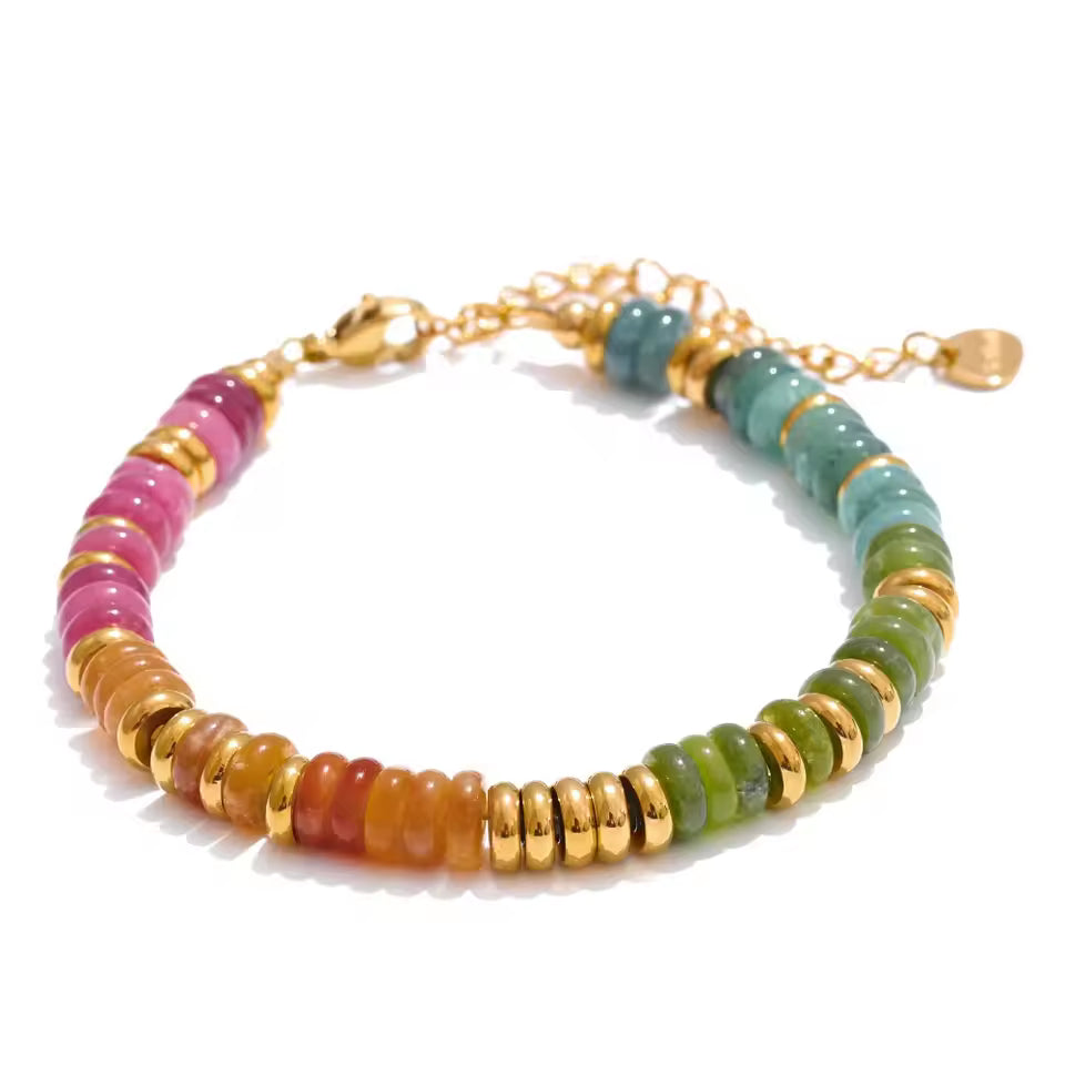 Colorful Natural Stone Beads Chain Bracelet