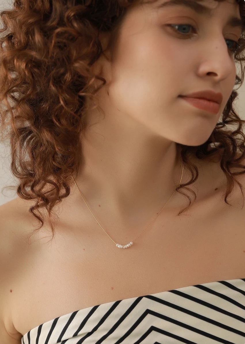 Gold Minimalist Pearl Necklace