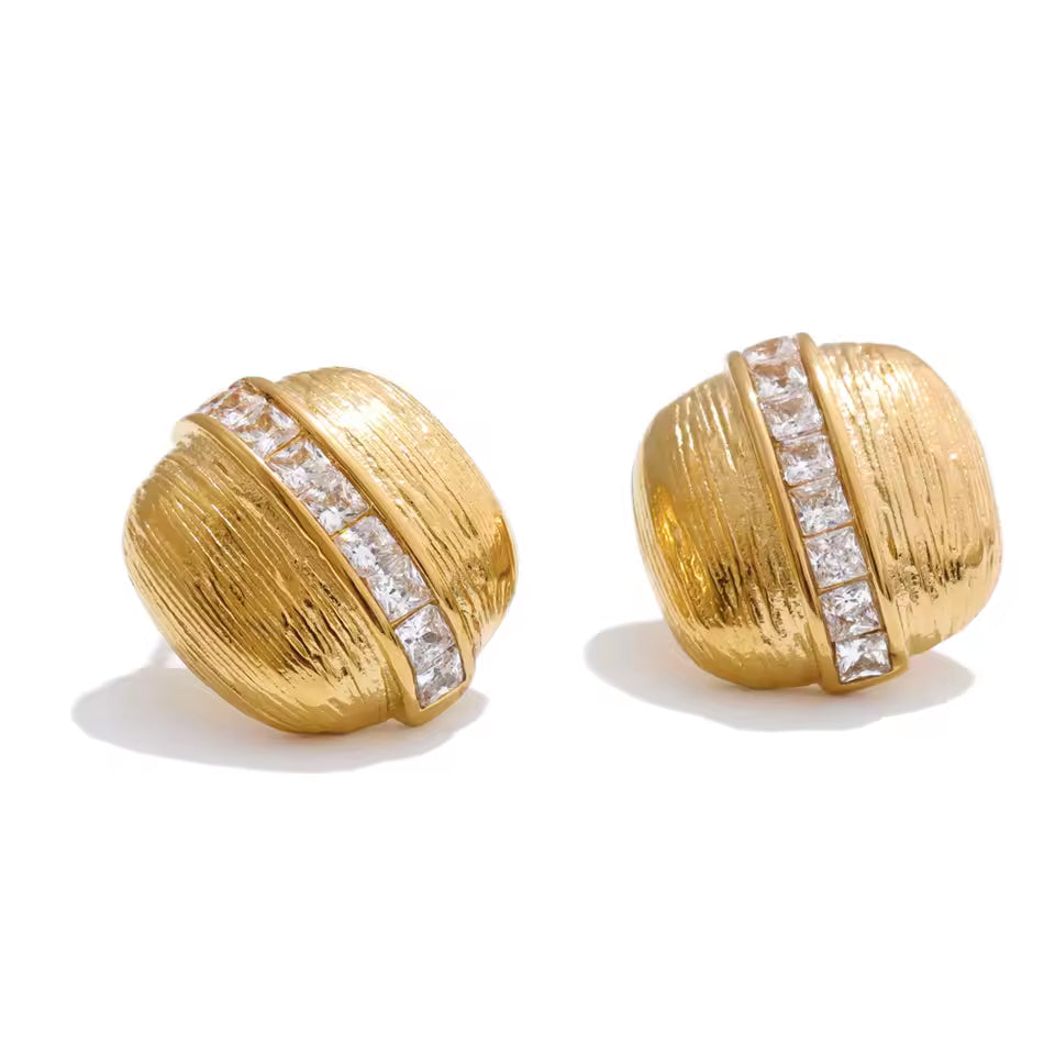 Zircon Square Striped Stud Earrings