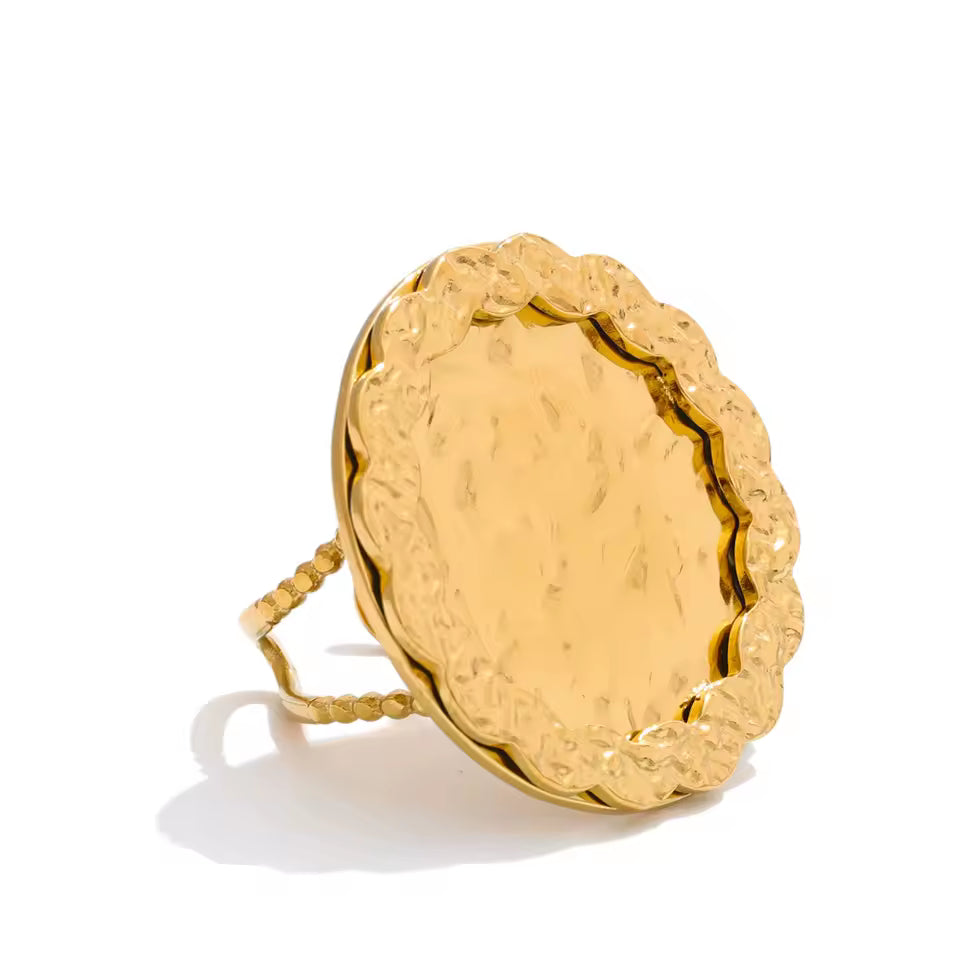 Adjustable Hammer Flower Open Ring