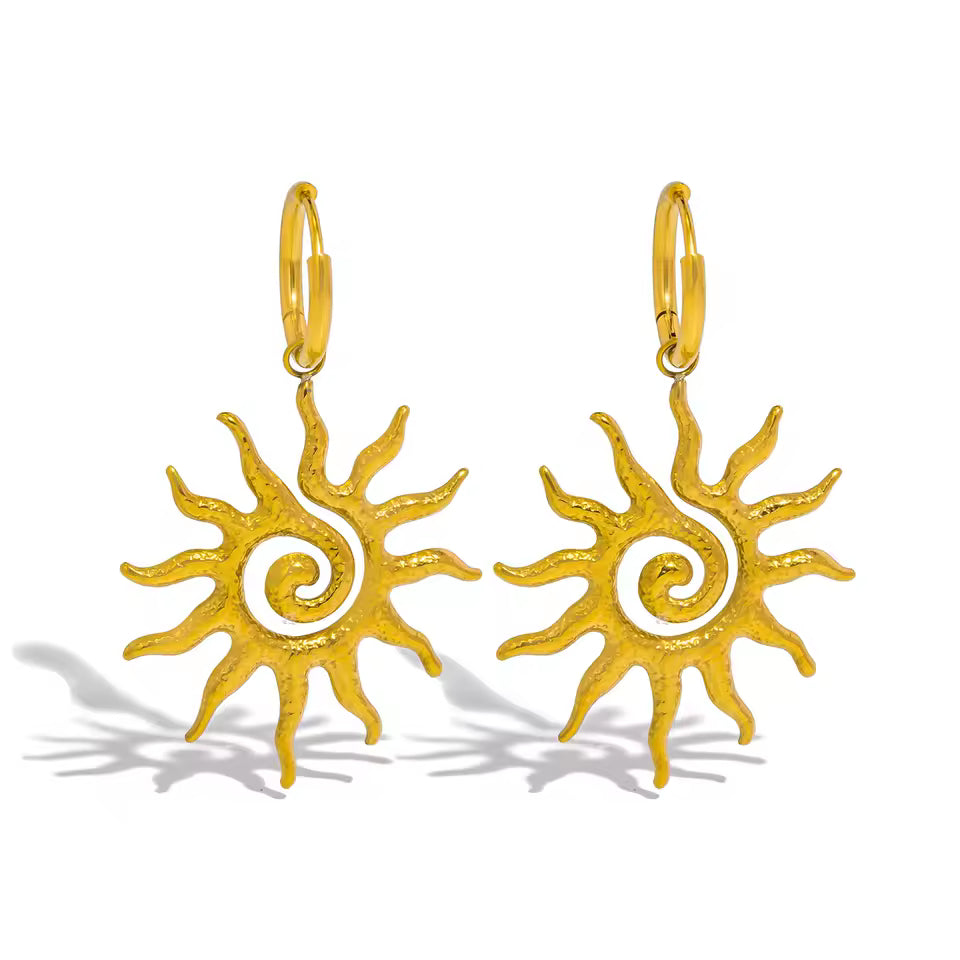 Vintage Sun Geometric Drop Earrings
