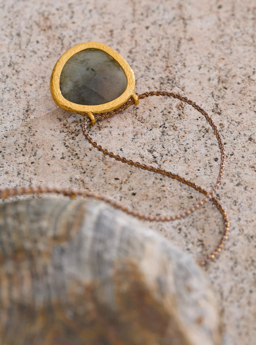 Natural Labradorite & Red Agate Pendant Necklace