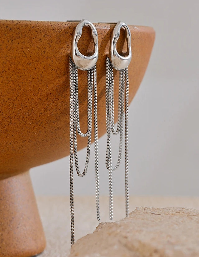 Modern Layered Tassel Chain Dangle Earrings
