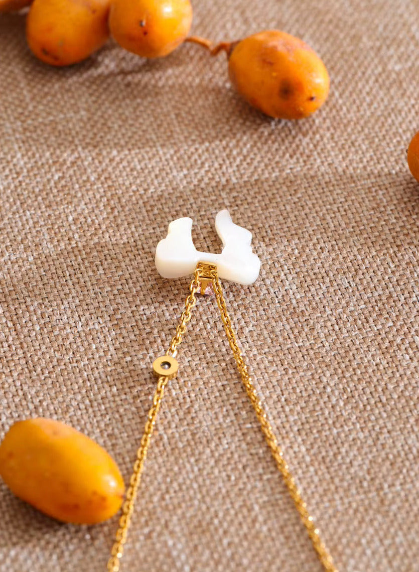 Natural Shell Butterfly Pendant Necklace