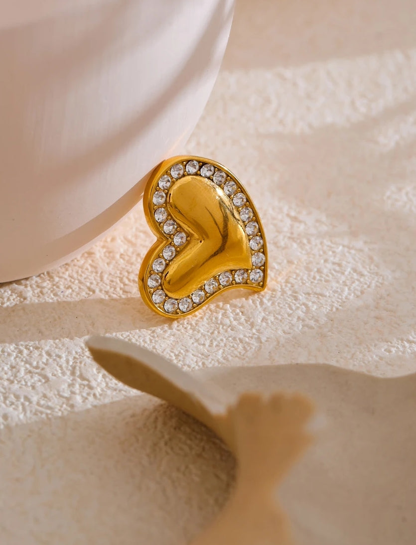Asymmetric Zircon Heart Brooch