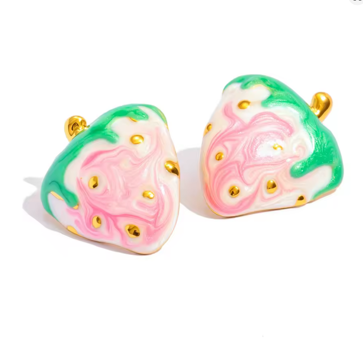 Strawberry Cold Enamel Stud Earrings