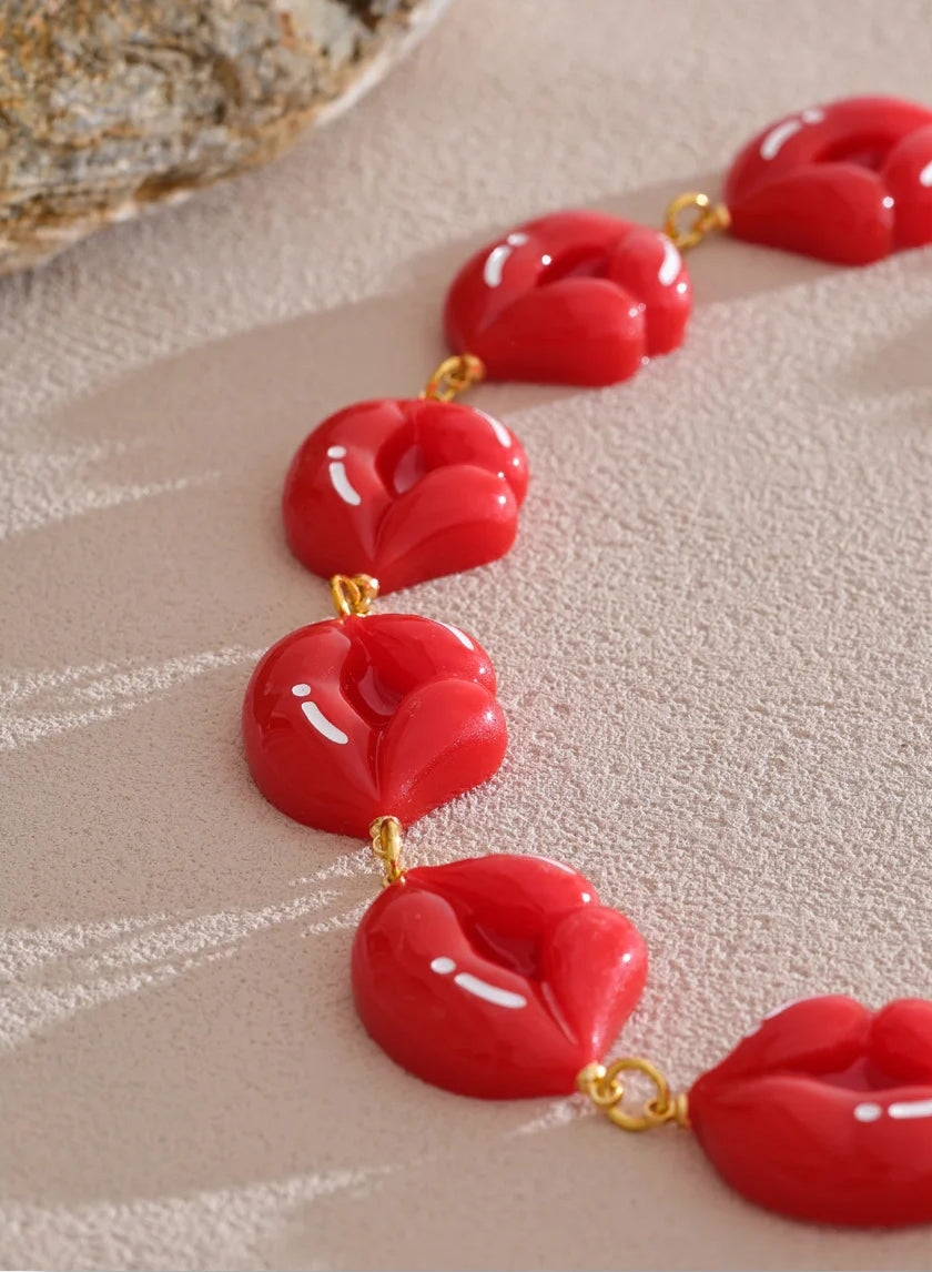 Hot Lips Charm Necklace