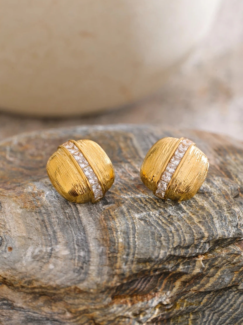 Zircon Square Striped Stud Earrings