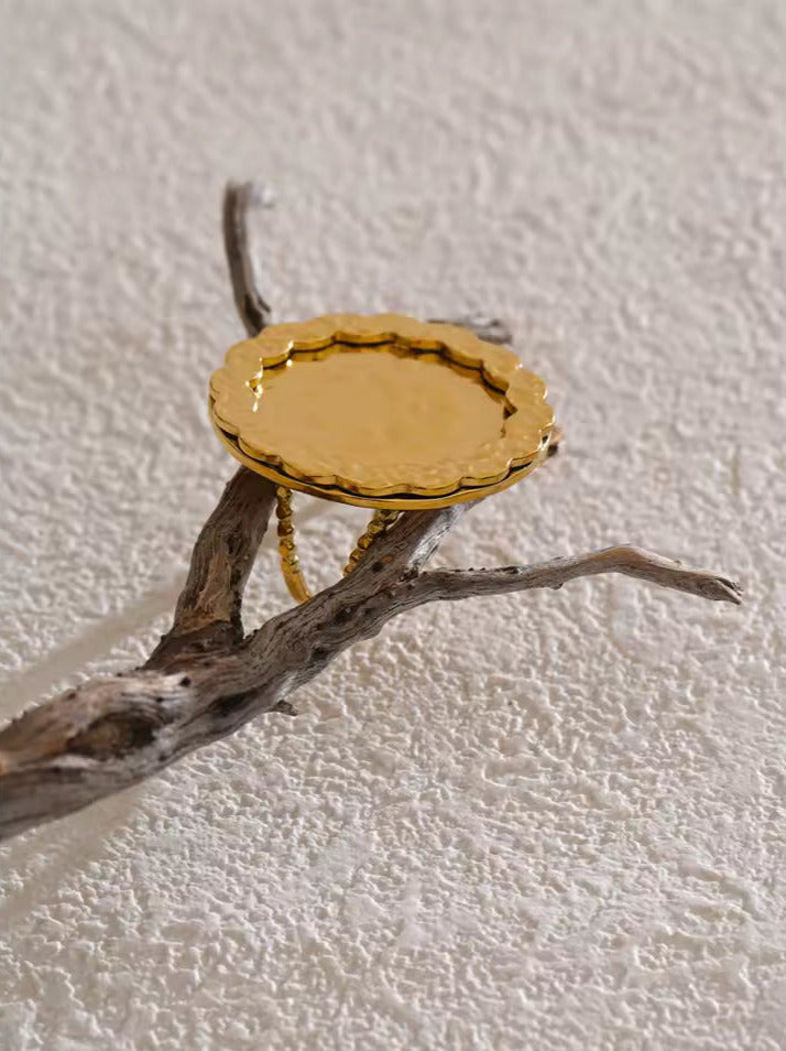 Adjustable Hammer Flower Open Ring