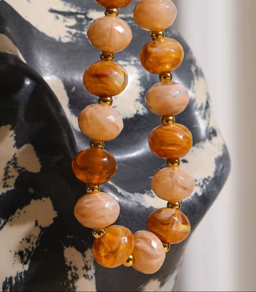 Resin Round Brown Beads Necklace