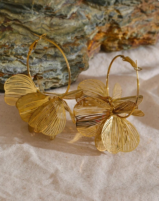 Bold Petal Statement Big Hoop Earrings