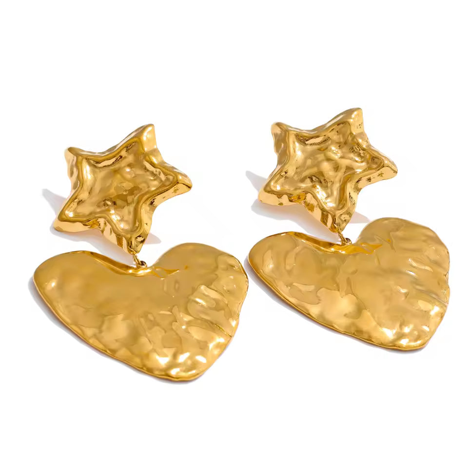 Star Heart Drop Earrings