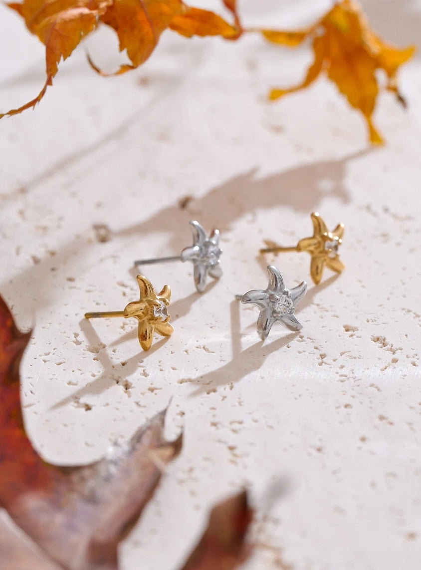 Zircon Starfish Stud Earrings