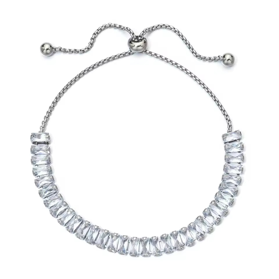 Sparkling Zirconia Adjustable Chain Bracelet