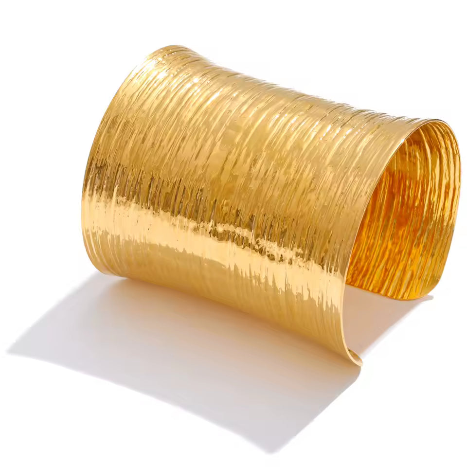 Geometric Texture Large Wide Cuff Bracelet