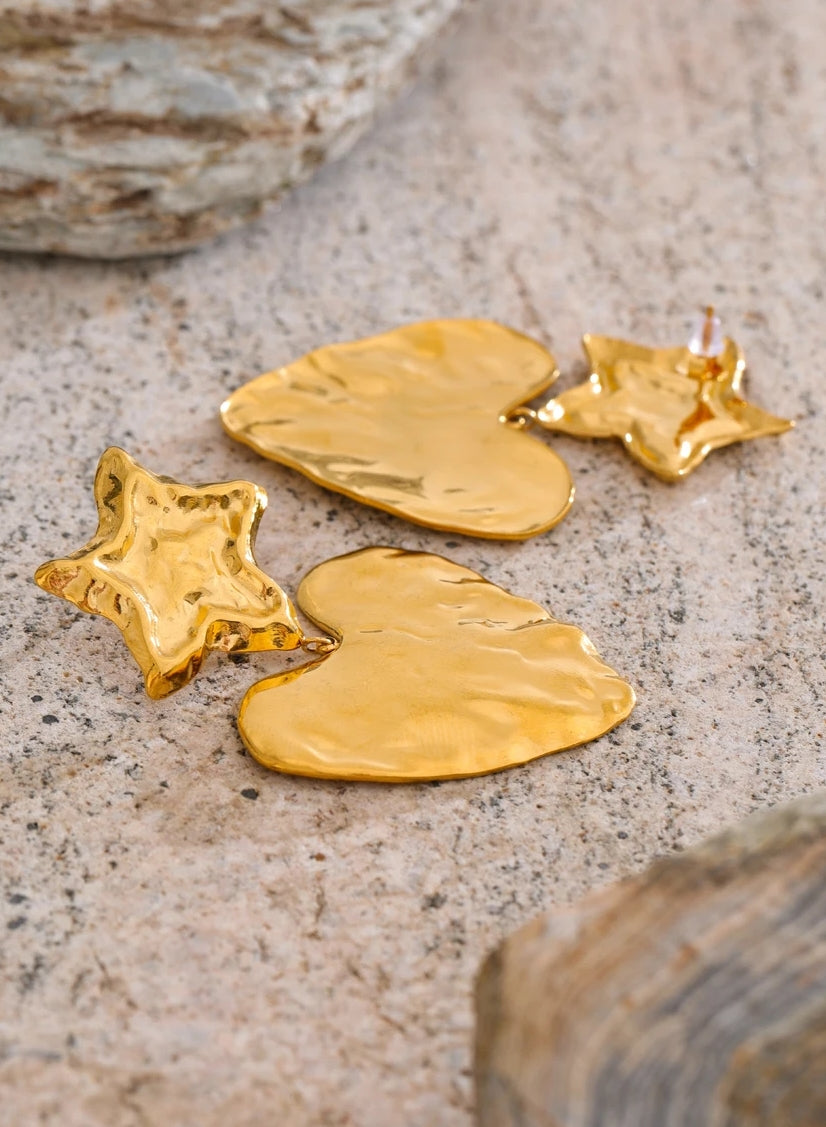 Star Heart Drop Earrings