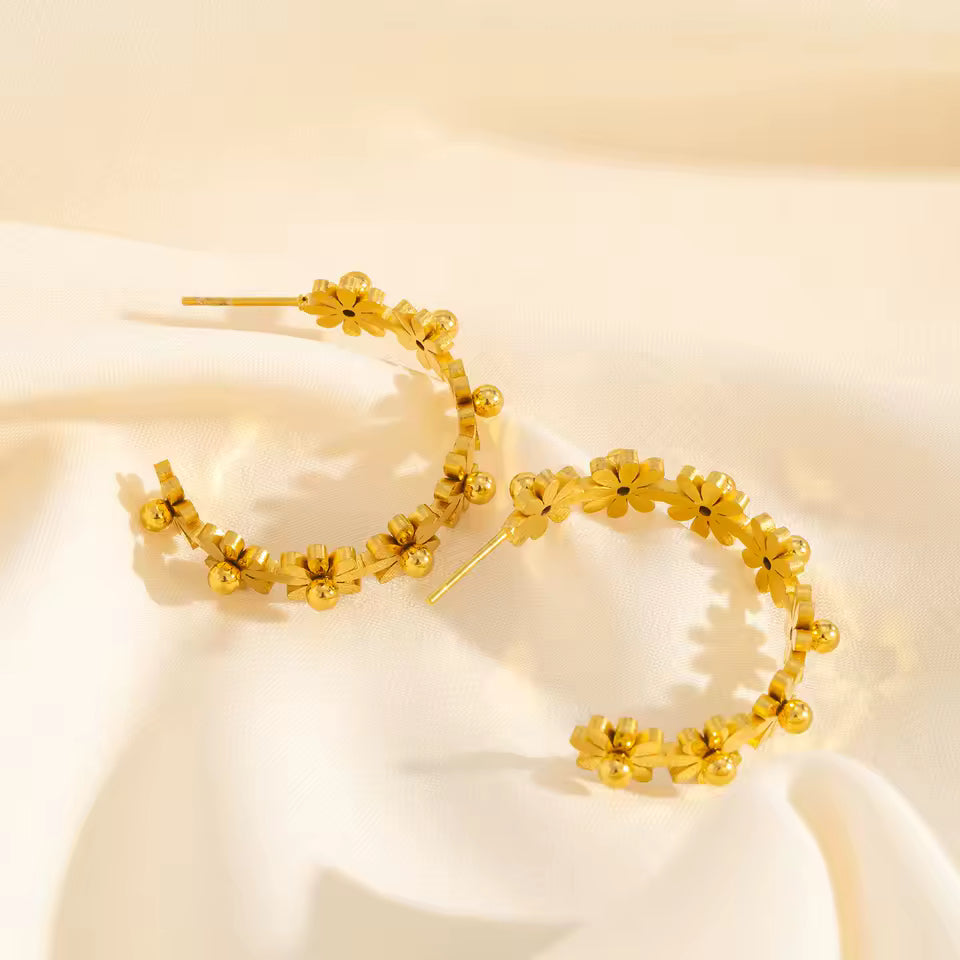 Daisy Flower Hoop Earrings