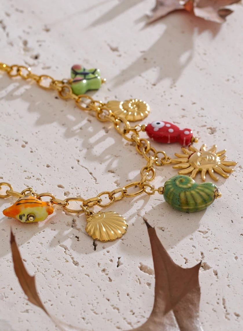 Ceramic Sea Creatures Charm Necklace