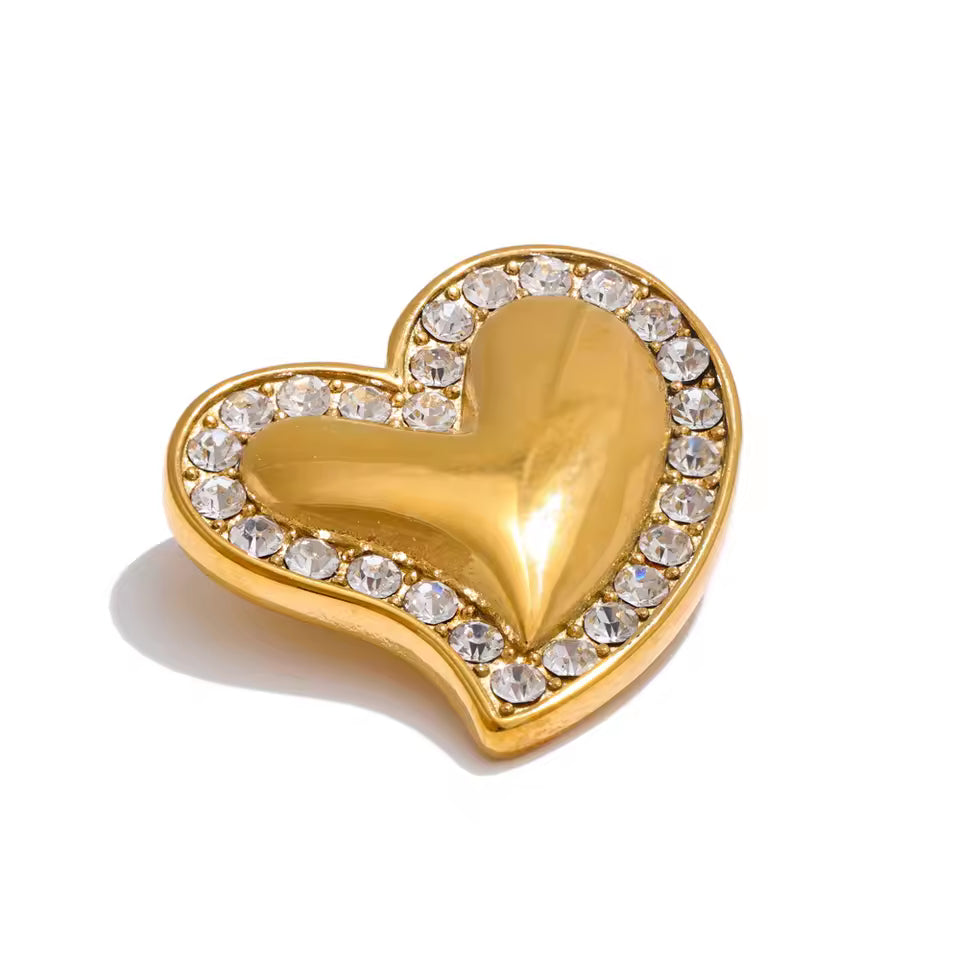Asymmetric Zircon Heart Brooch