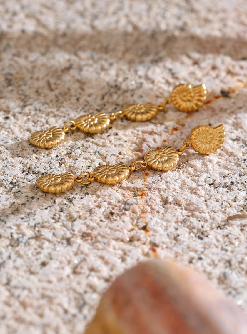 Linked Multiple Conch Dangle Earrings