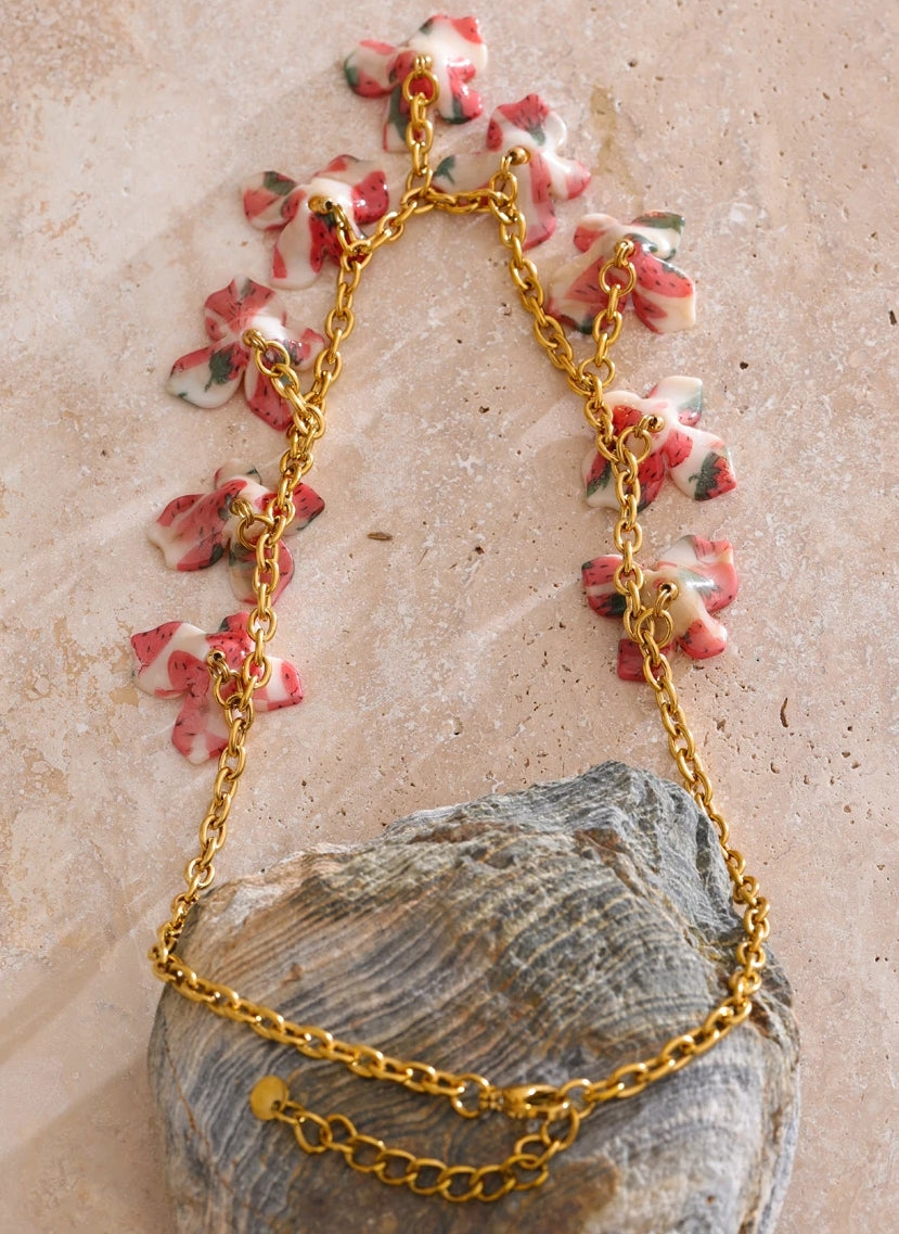 Acrylic Cherry Flower Charm Necklace