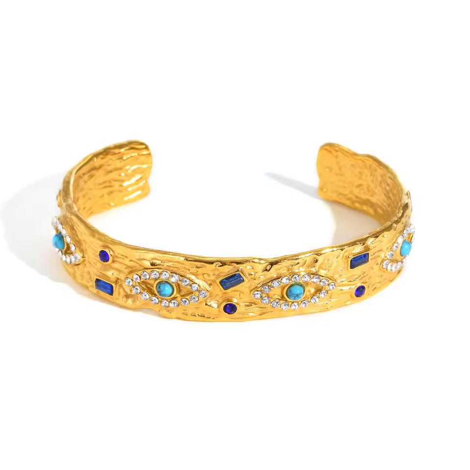 Zircon Turquoise Eye Cuff Bracelet