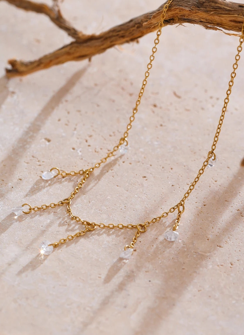 Dangling Zircon Chain Necklace