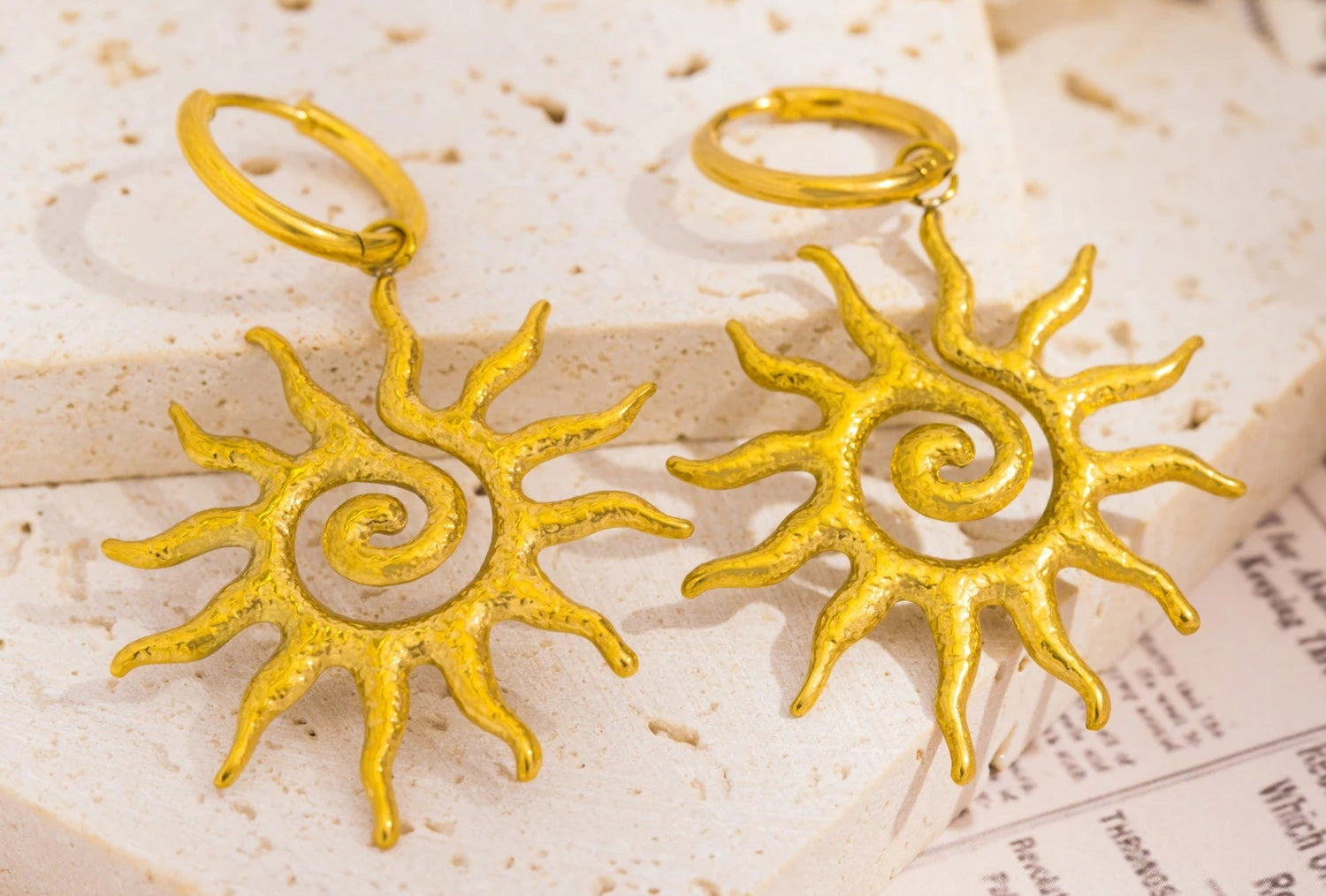 Vintage Sun Geometric Drop Earrings