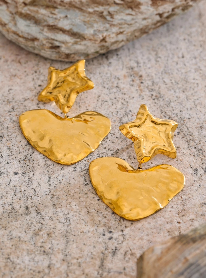 Star Heart Drop Earrings