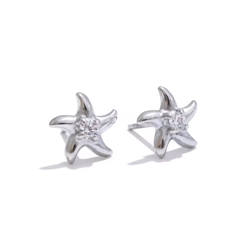 Zircon Starfish Stud Earrings