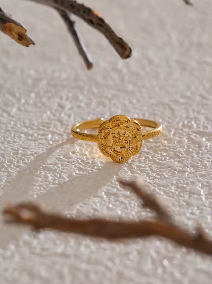 Metal Flower Adjustable Open Ring