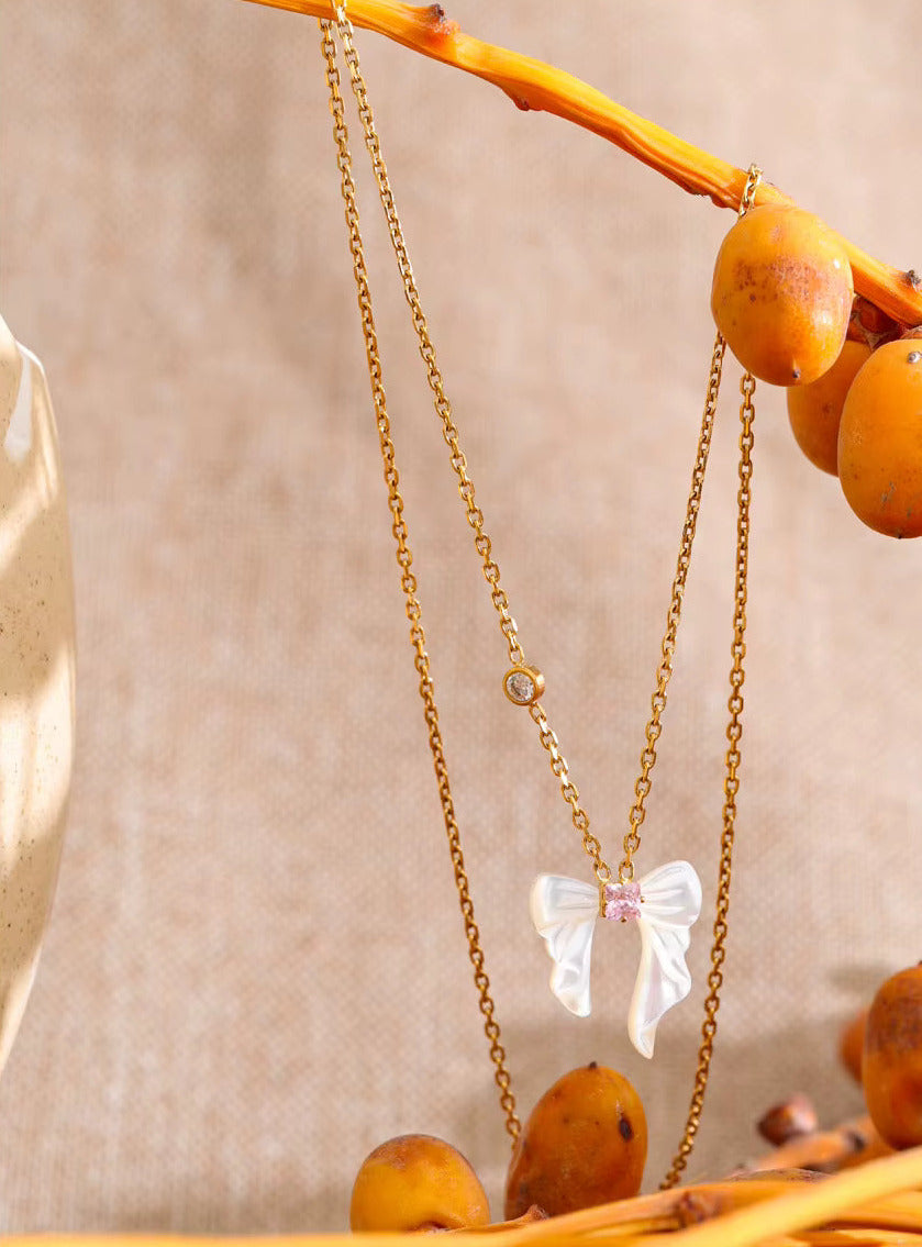 Natural Shell Butterfly Pendant Necklace