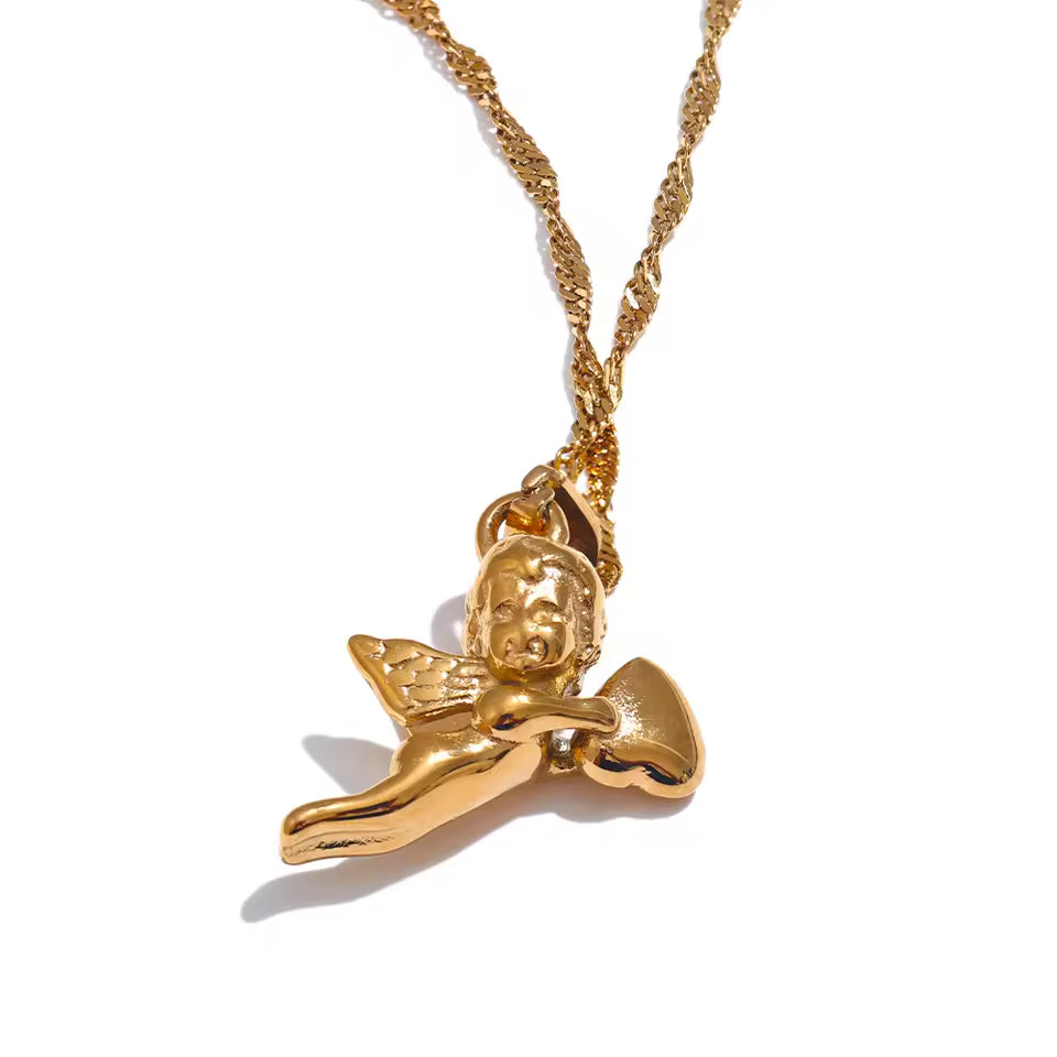 Gold Angel Pendant Necklace