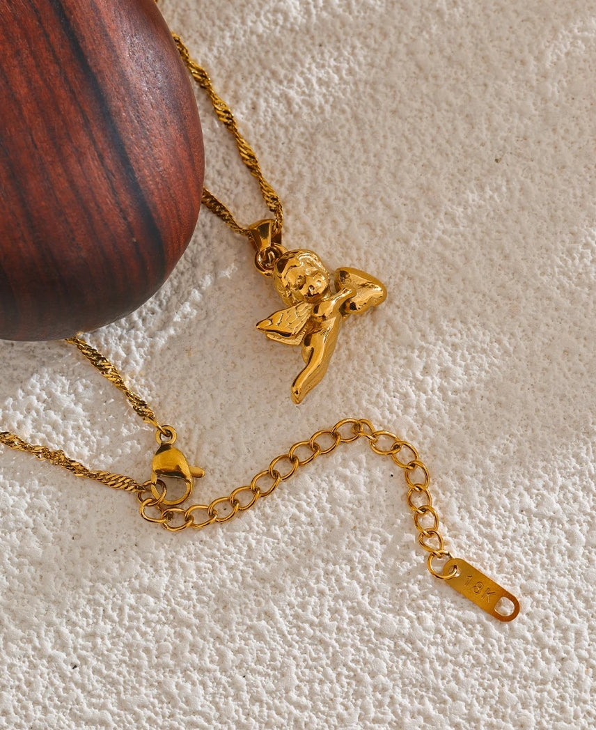 Gold Angel Pendant Necklace