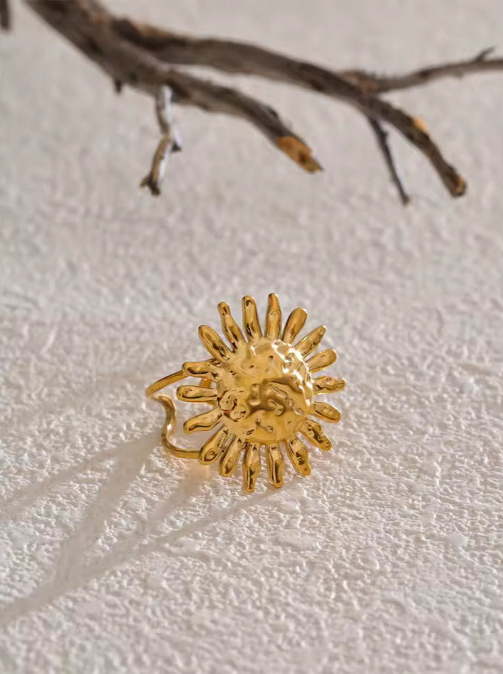 Adjustable Sun Flower Open Ring