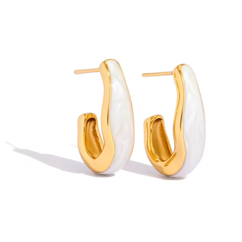 U-Shape Enamel Hoop Earrings