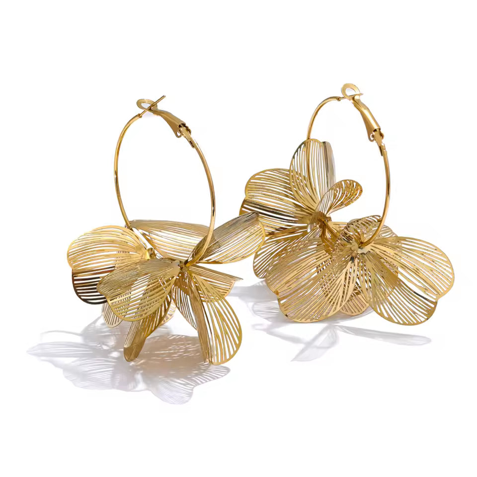 Bold Petal Statement Big Hoop Earrings