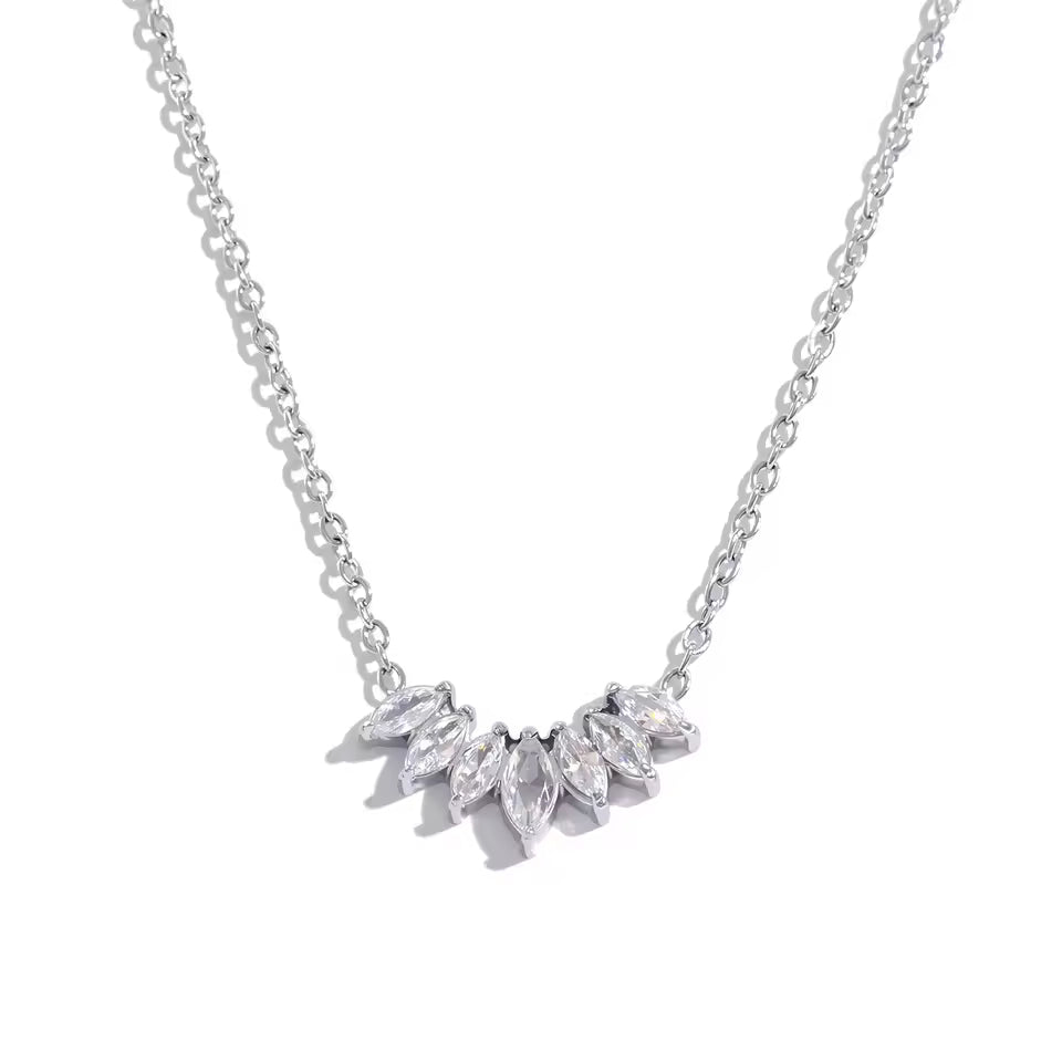 Zirconia Flower Pendant Necklace