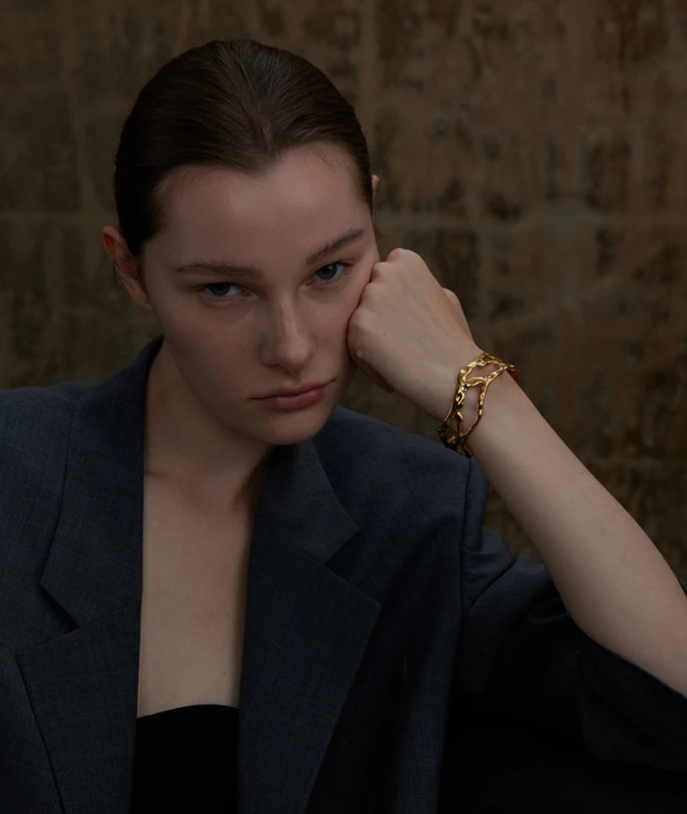 Geometric Hollow Wide Cuff Bracelet