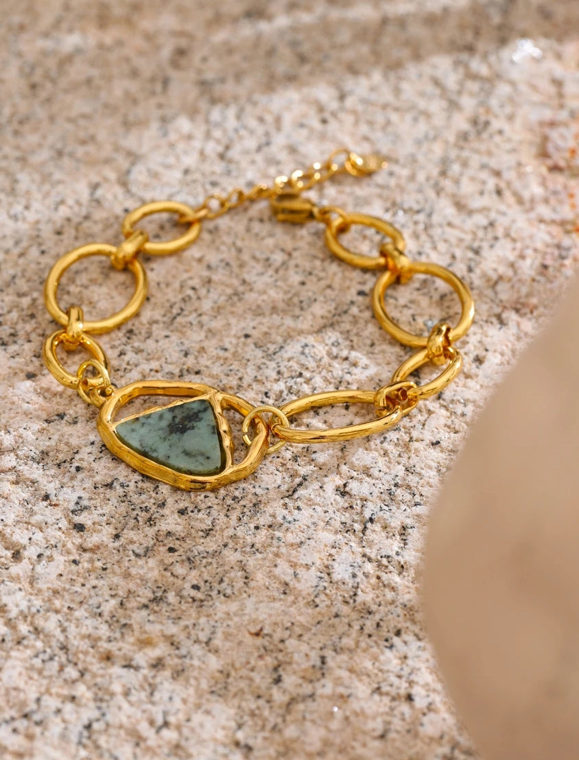 Blue Natural Stone Big Chain Bracelet