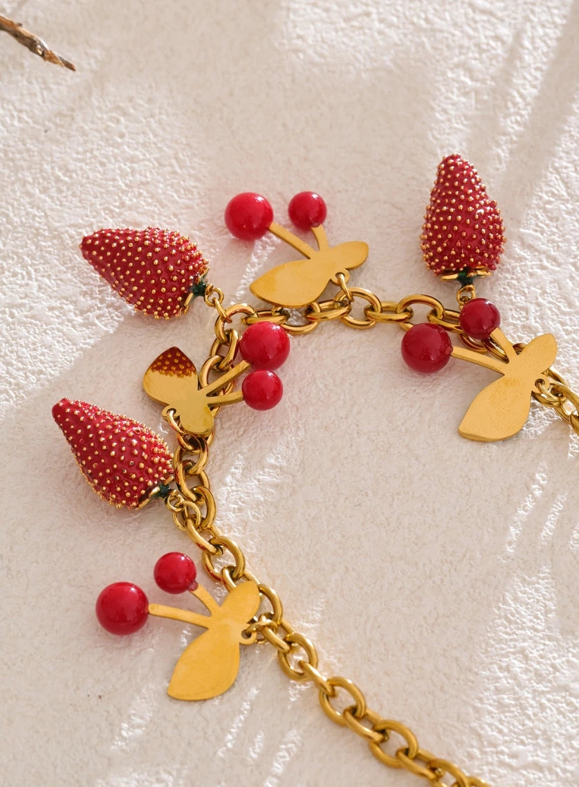 Cherry & Strawberry Multi Charm Necklace